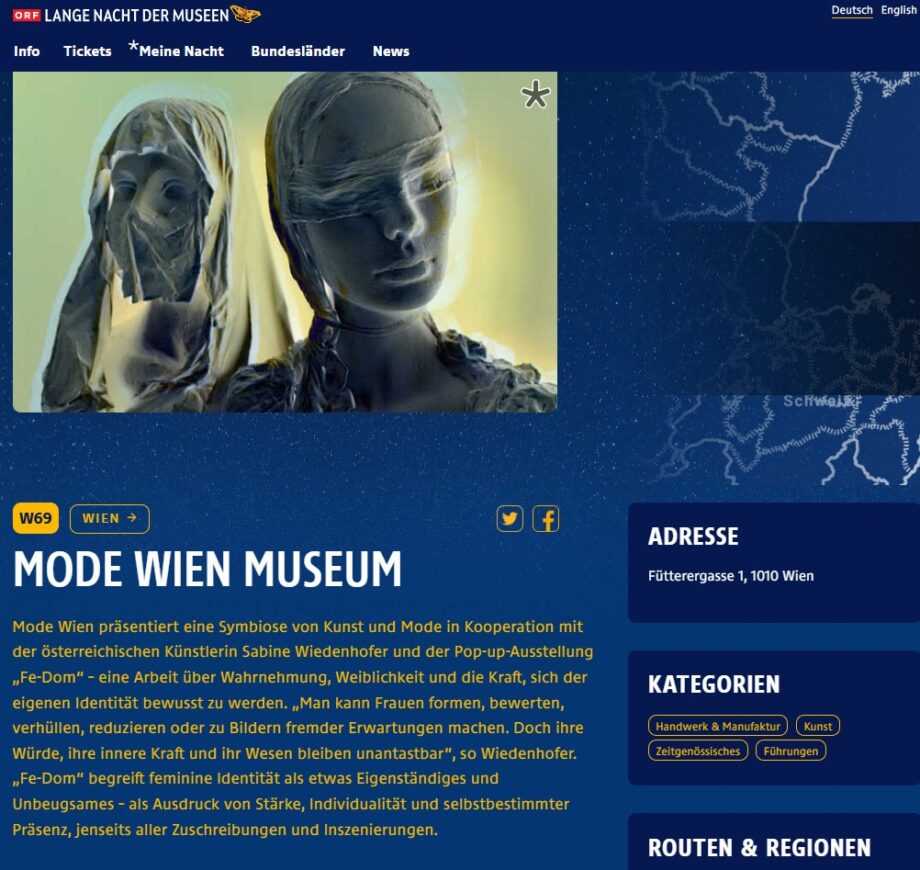 Sabine Wiedenhofer x Mode Wien x Lange Nacht der Museen 03.10.2026