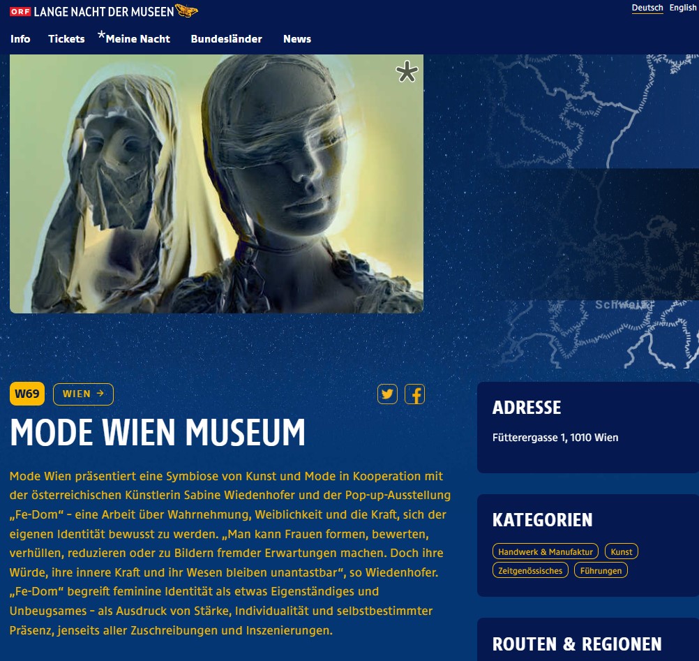 Lange Nacht der Museen mit Sabine Wiedenhofer x Mode Wien x AGUVAZI